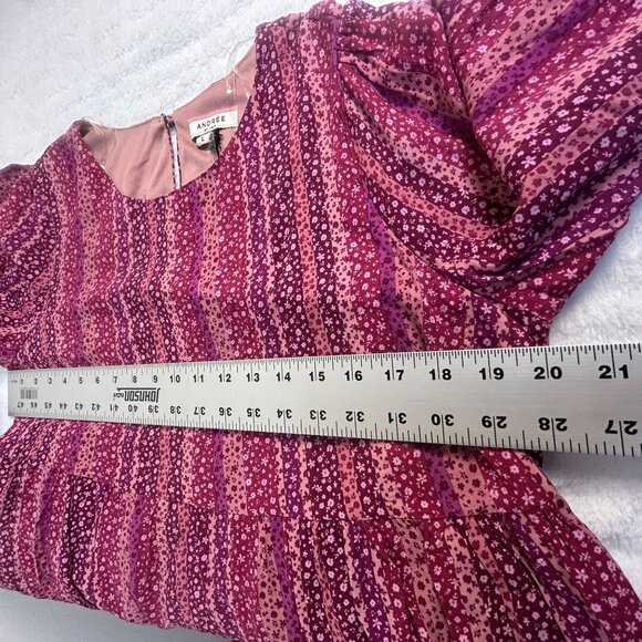 Andrée By Unit Womens Long Sleeve Floral Striped Tunic Dress Large Purple New - Picture 7 of 10